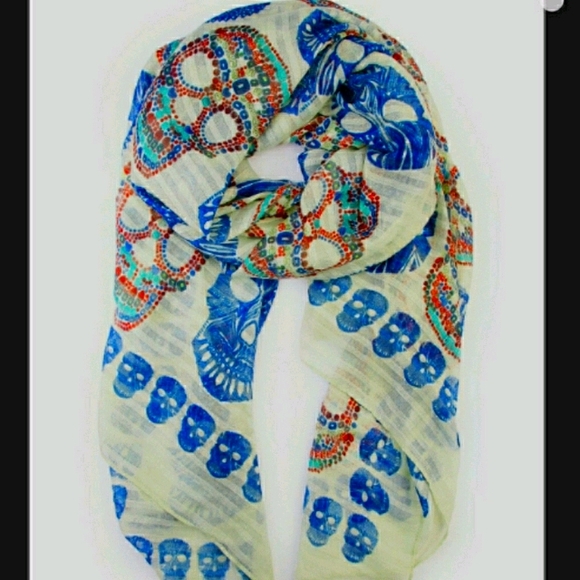 riahfashion Accessories - 💙🖤HP🖤💙Riahfashion Sugar Skull Scarf🧣💀